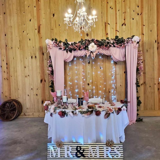 A table with a sign that says mr and mrs