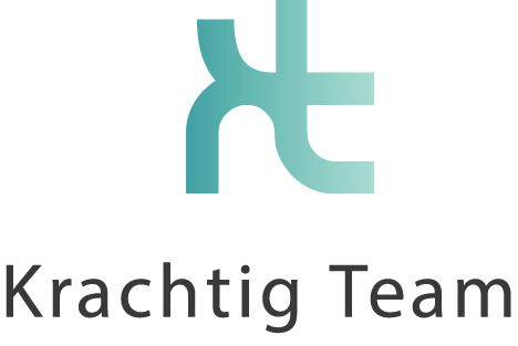 Logo bestaande uit een gestileerd monogram met een turquoise kleurverloop boven de tekst 