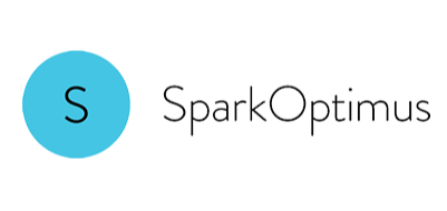 Het SparkOptimus-logo bestaat uit een turquoise cirkel met daarin de letter 