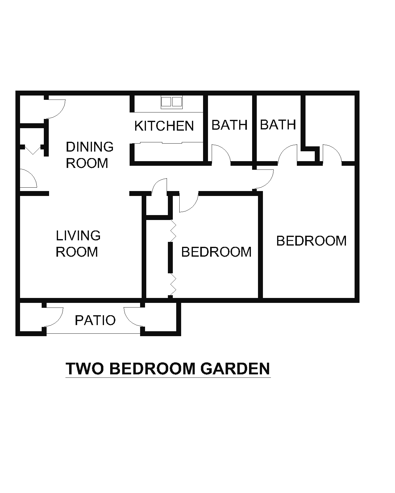 1 bedroom townhome floor plan