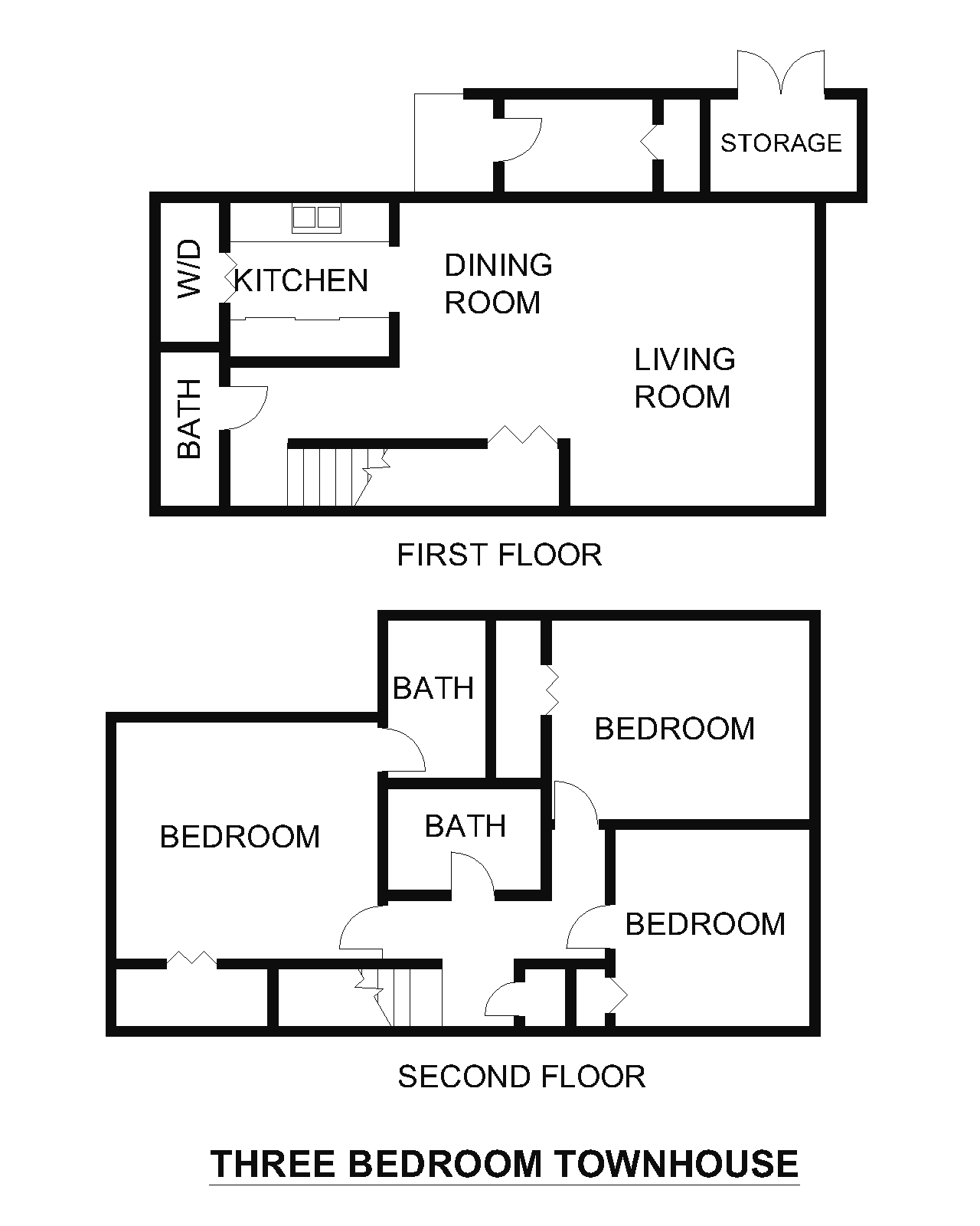 3 bedroom townhome floor plan
