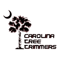 A logo for carolina tree trimmers with a palm tree and a crescent moon