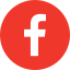 White Facebook “f” logo on a red square background