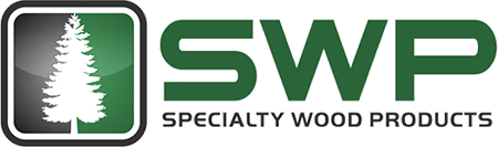 SWP Specialty Wood Products logo with black tree icon and magenta gradient square