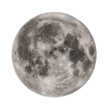 Full moon with visible craters and dark surface maria on a white background