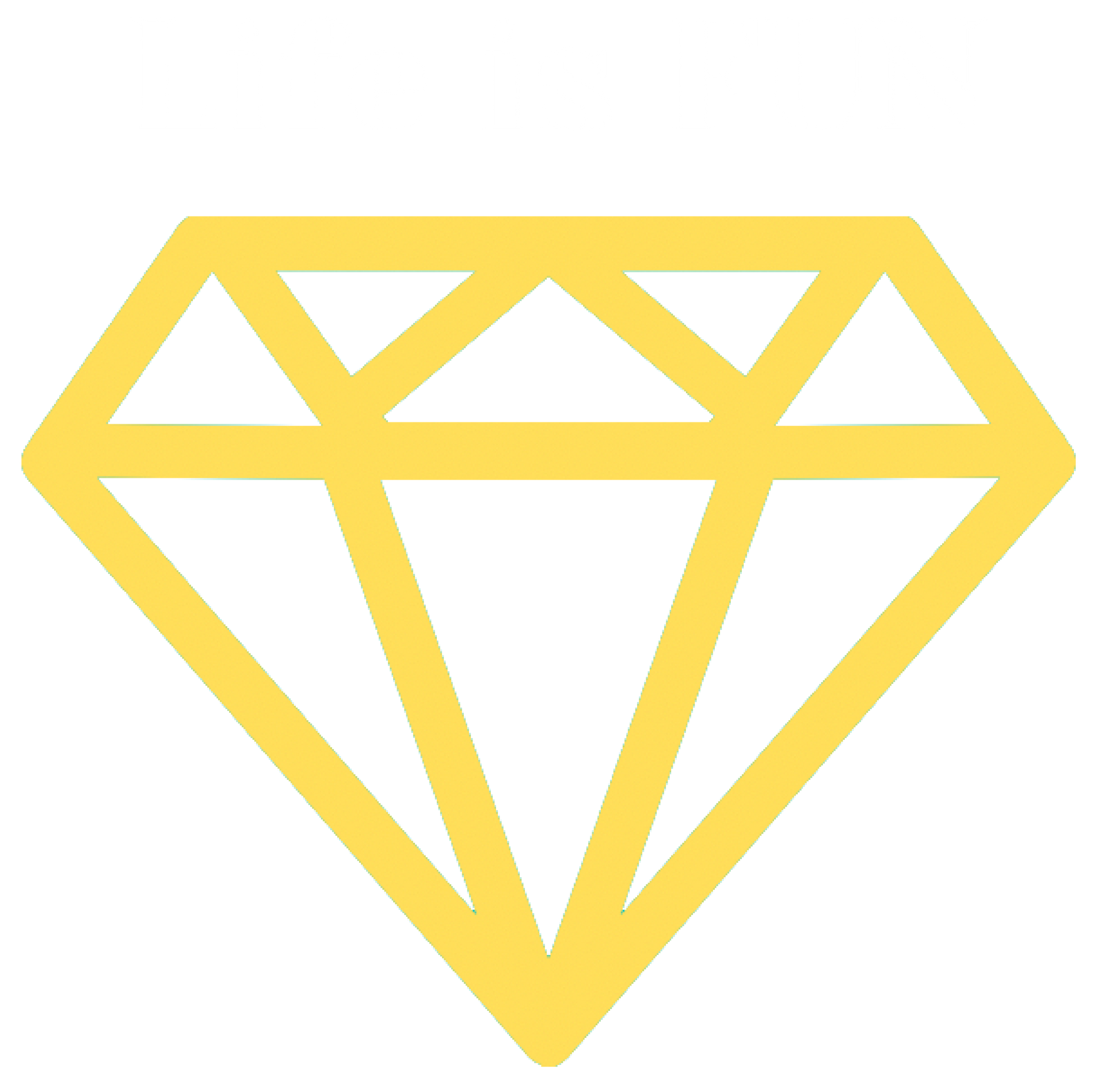 Yellow outlined diamond icon on a white background