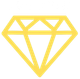Yellow outlined diamond icon on a white background