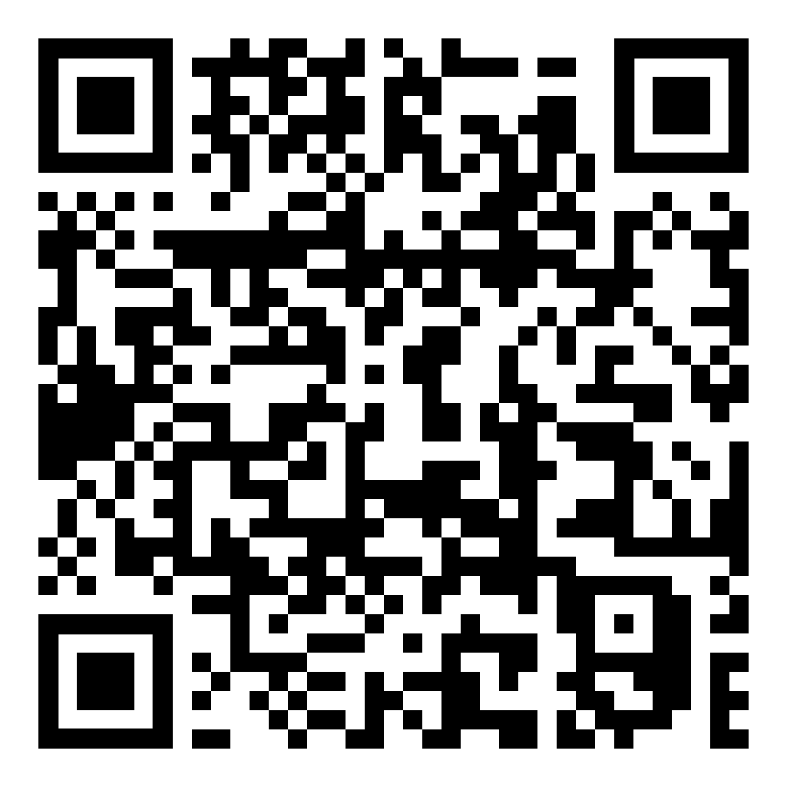 QR code, black and white matrix, encoding data.