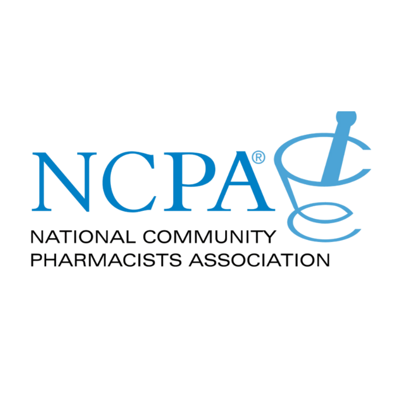 NCPA logo with blue letters and pharmacy symbol, reading National Community Pharmacists Association