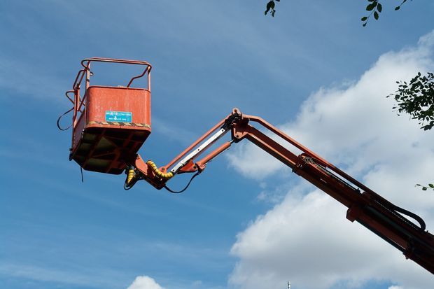a red boom truck