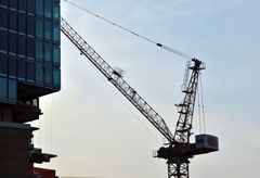a portable crane on a building