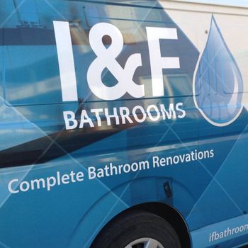 Blue and white van with 