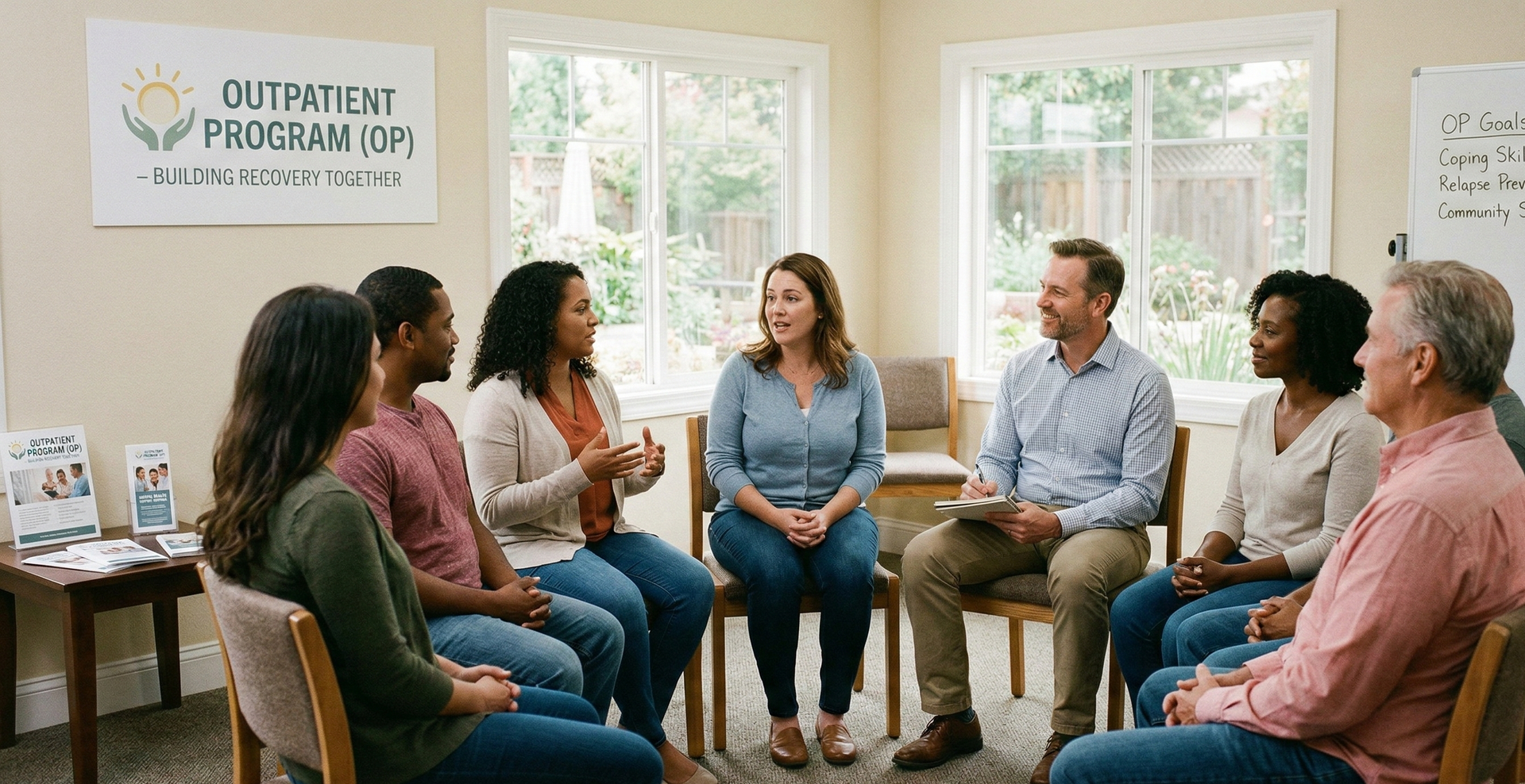 Group therapy session at outpatient rehab in New Jersey
IOP group counseling addiction treatment Oce