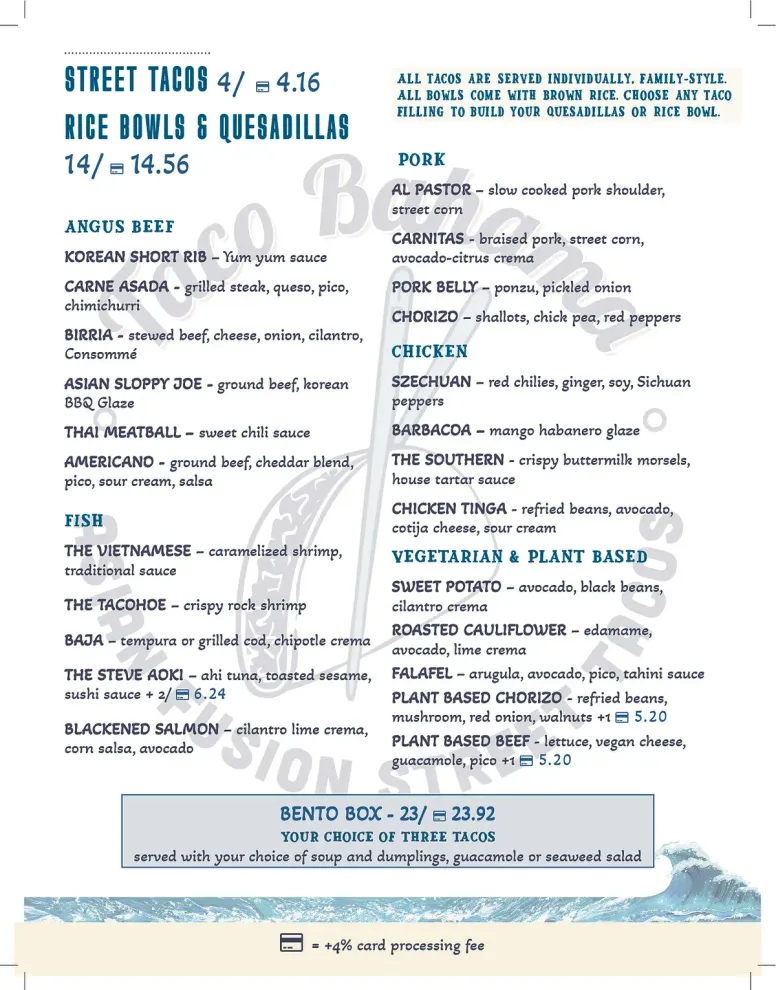 Drinks Menu