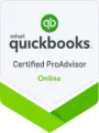 QuickBooks Certified ProAdvisor Online badge with green and white logo