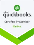 QuickBooks Certified ProAdvisor Online badge with green and white logo