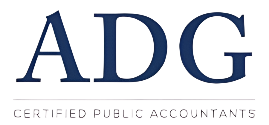 ADG Certified Public Accountants logo in navy blue text with gray tagline on a white background