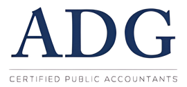ADG Certified Public Accountants logo in navy blue text with gray tagline on a white background
