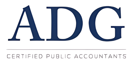 ADG Certified Public Accountants logo in navy blue text with gray tagline on a white background