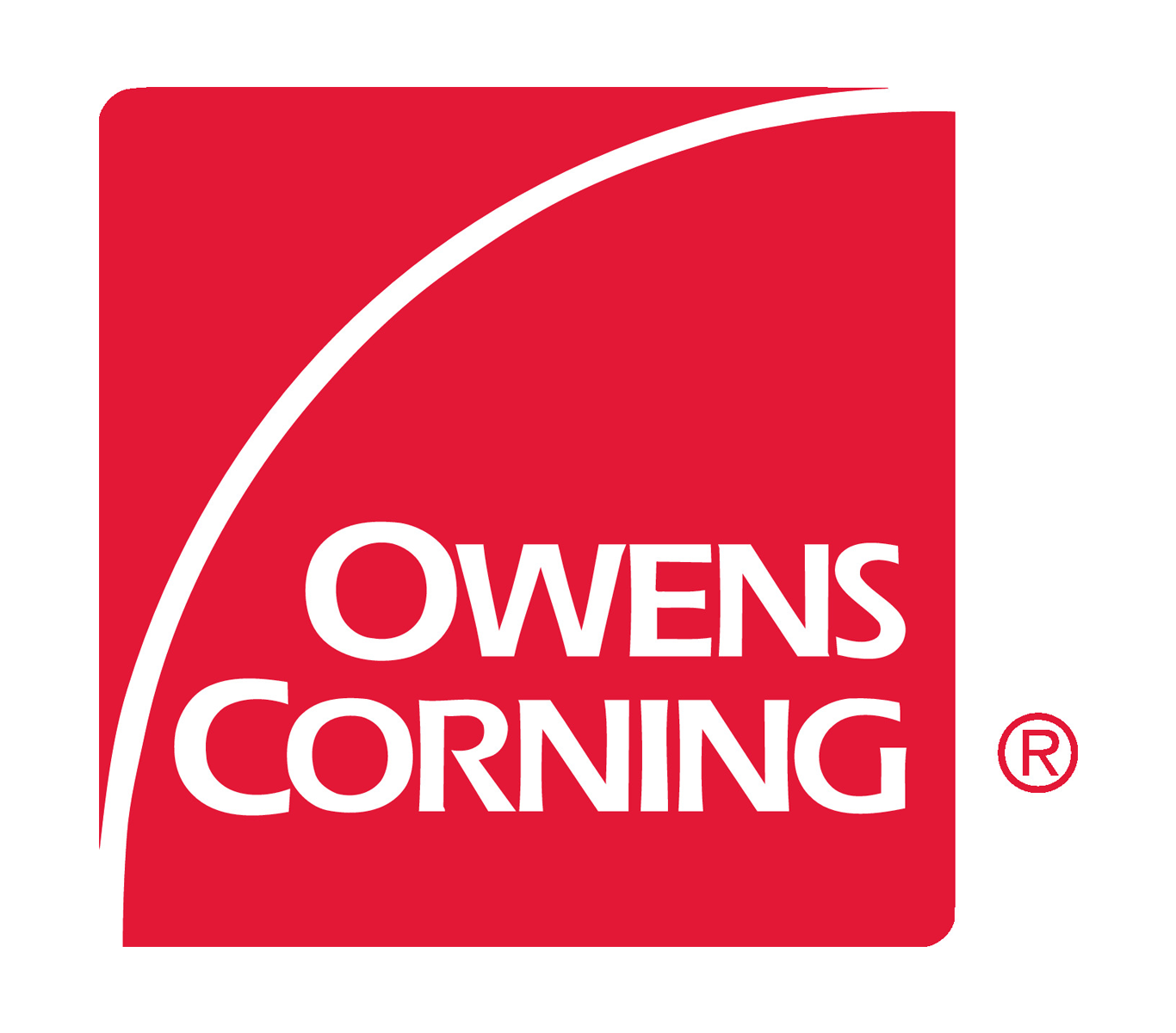 the owens corning logo is red and white