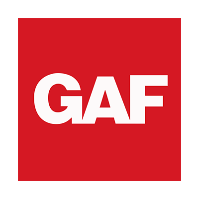 a red and white logo for gaf that says get up to $ 300 rebate