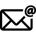 信封的黑色輪廓帶有“@”符號，代表電子郵件。
