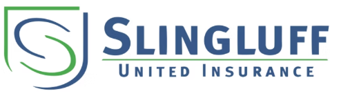 Slingluff United Insurance logo in blue and green with stylized shield and “S” icon