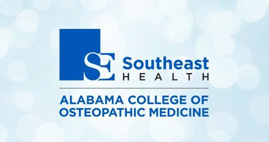 Southeast Health Alabama College of Osteopathic Medicine logo in blue on a light background