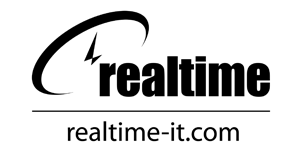 Realtime logo with black stylized lightning bolt and the text “realtime-it.com” underneath