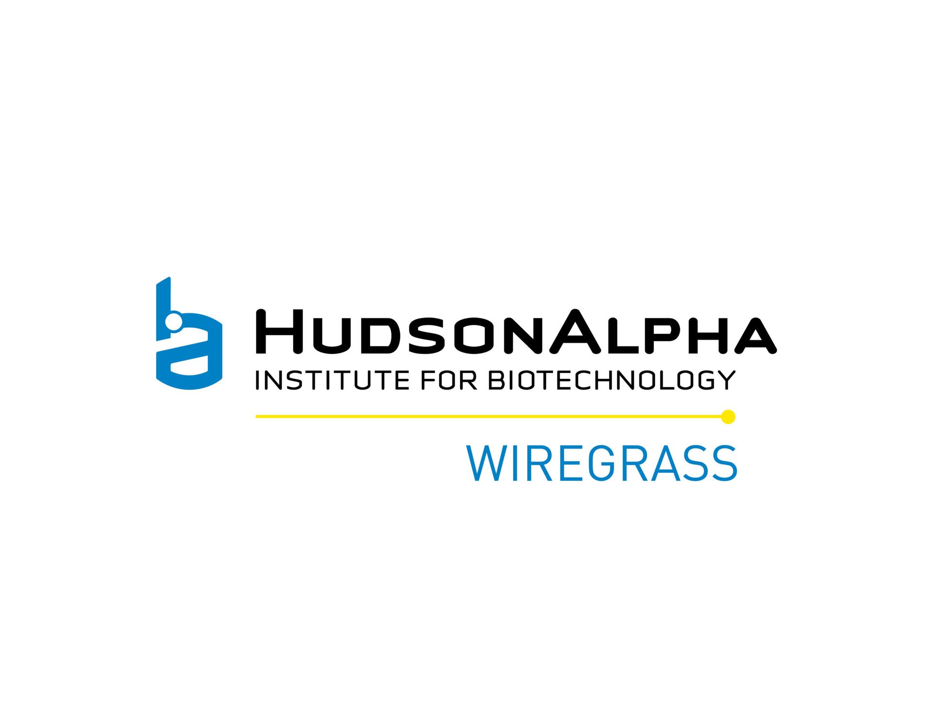 HudsonAlpha Institute for Biotechnology logo with Wiregrass text in blue and black