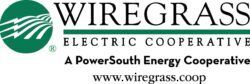 Wiregrass Electric Cooperative logo with green emblem and text, plus tagline and website URL.
