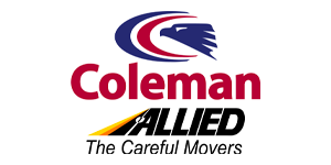 Coleman Allied logo with red and blue swoosh above black and yellow text, “The Careful Movers” tagline