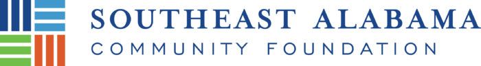 Southeast Alabama Community Foundation logo with blue and orange text and multicolor bars