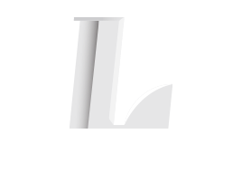 A white letter l with a shadow on a white background.