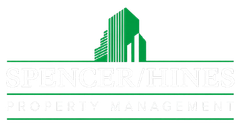 Green stylized building logo with “Spencer Realty Management” text on a white background
