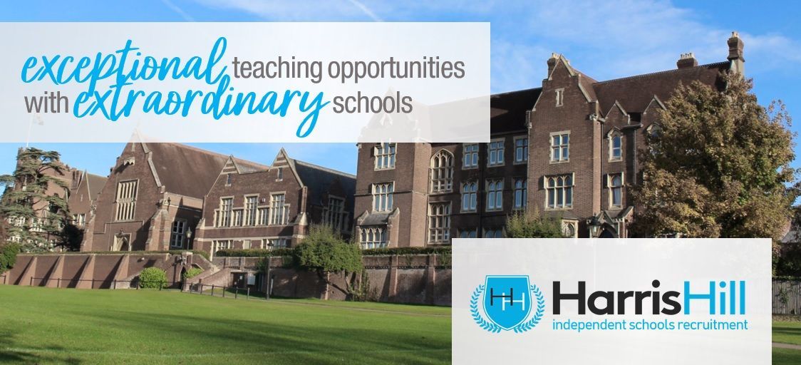 Advertisement for Harris Hill school with building and text