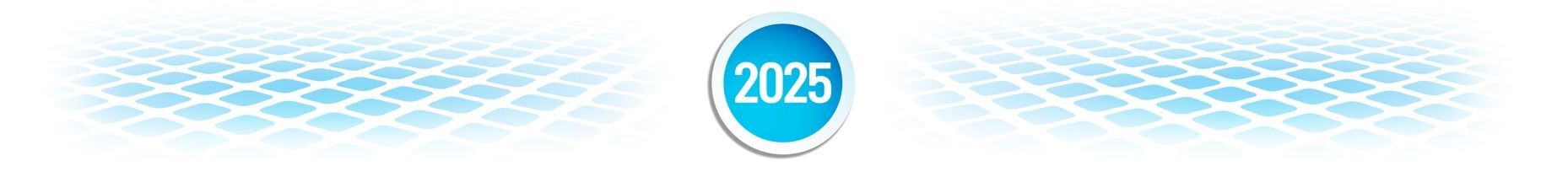 Blue abstract design with a circle containing the number 2025.
