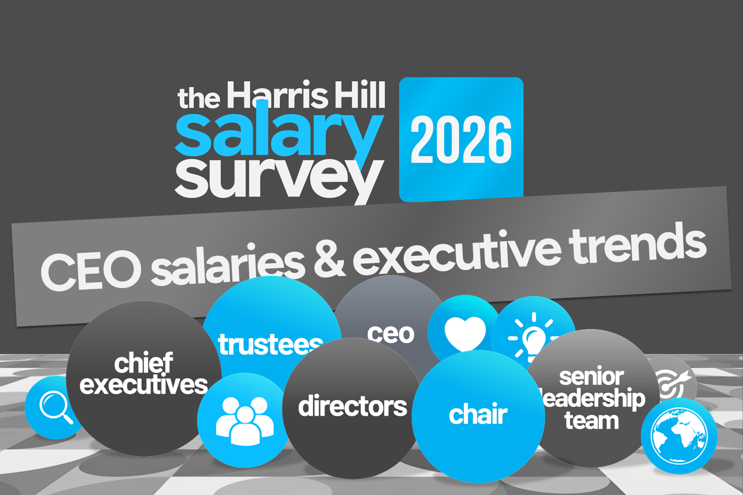 The Harris Poll salary survey 2026 cover with CEO and executive trend graphics on a gray background
