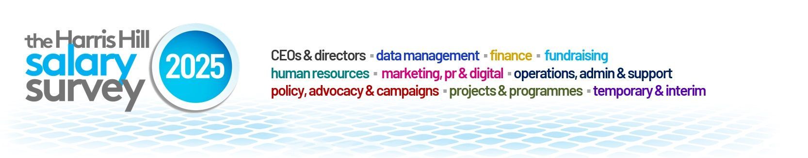 The Harris Hill Salary Survey 2025 logo with several job titles listed beneath.