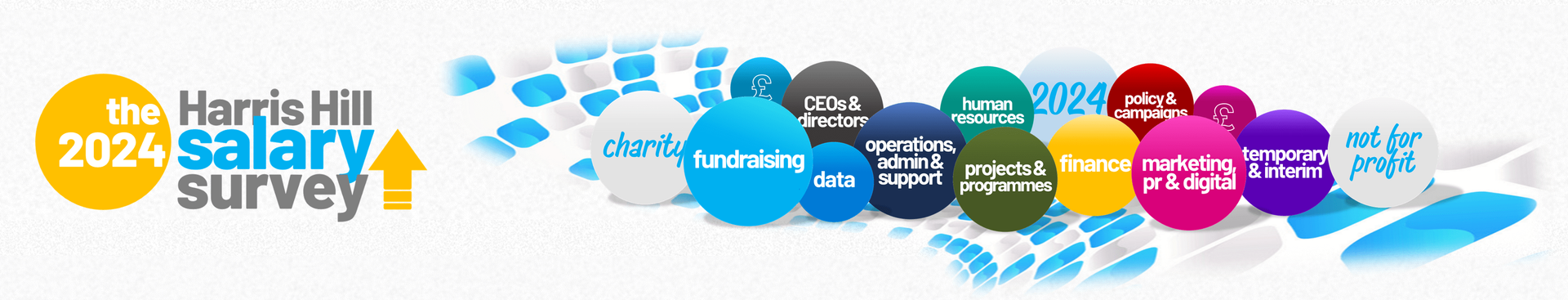Harris Hill 2024 salary survey logo with colorful overlapping circles and text.