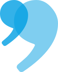 Blue quotation mark graphic.