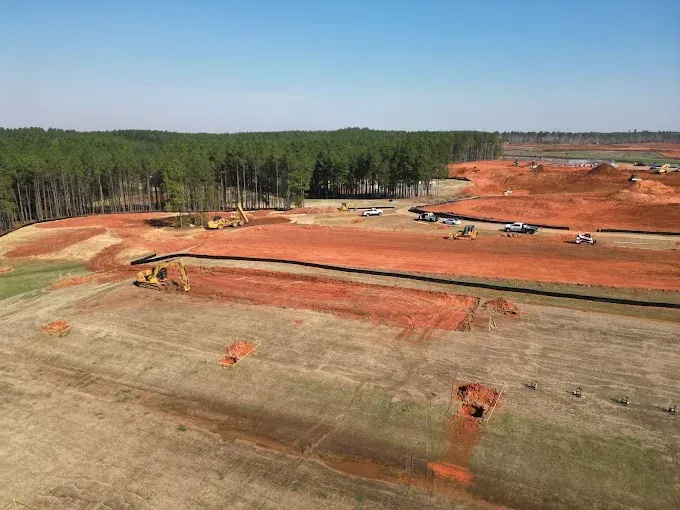 Wide view of a graded construction site
