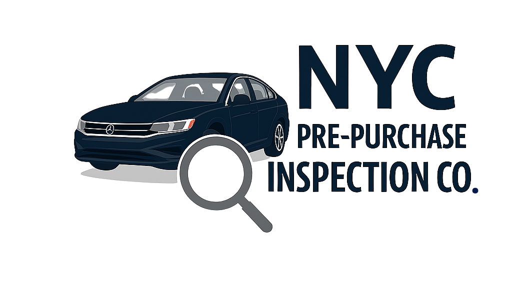 NYC Pre-Purchase Inspection Co. logo with a car and magnifying glass
