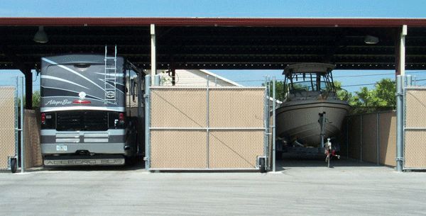 storage unit with a boat or RV visible inside.