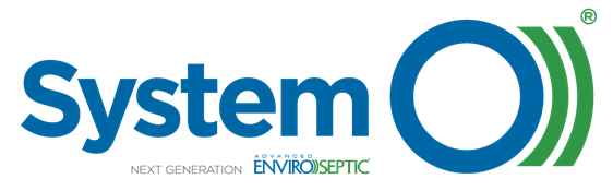 Logo du système EnviroSeptic en bleu et vert avec une icône de vague circulaire et un petit texte de slogan