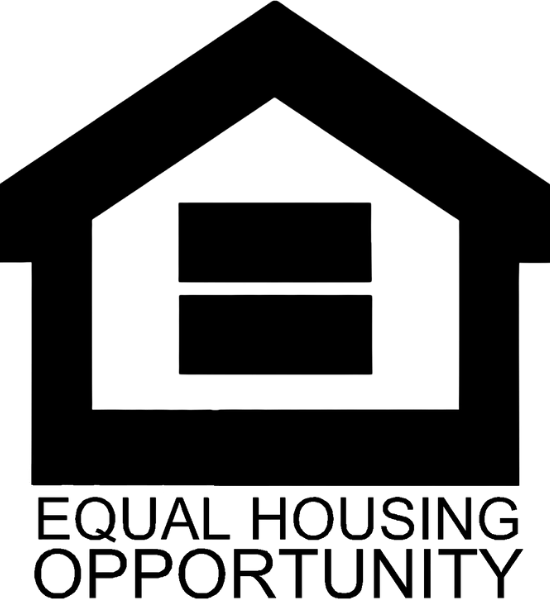 Black house outline with a large equal sign inside, text 