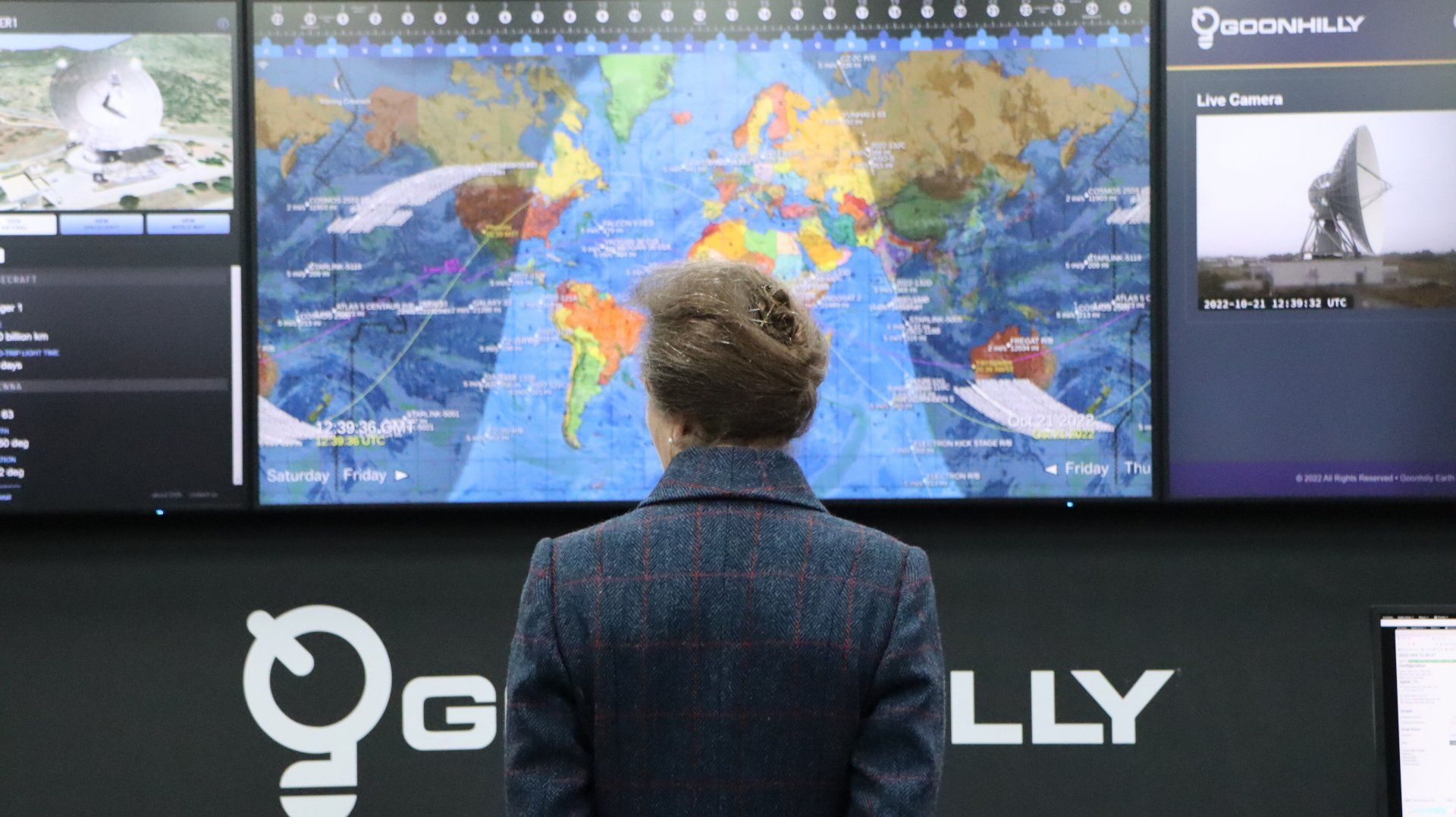 HRH Princess Anne in Goonhilly's Operational Control Centre