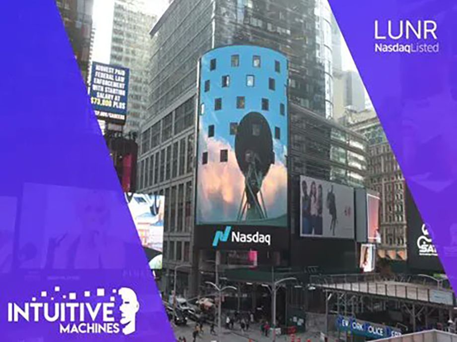 Goonhilly Deep Space antenna Ghy6 featured over Times Square New York
