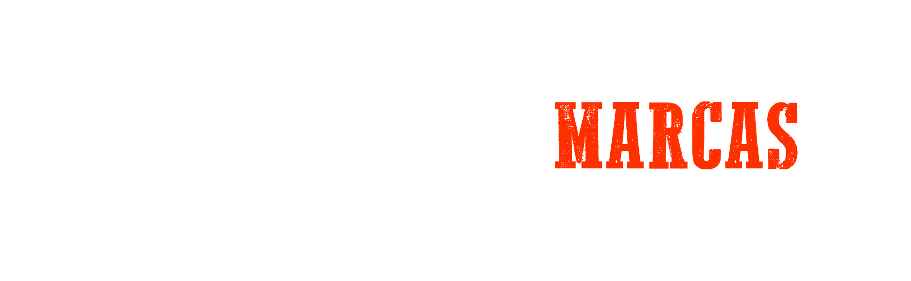 Texto naranja «MARCAS» sobre fondo blanco