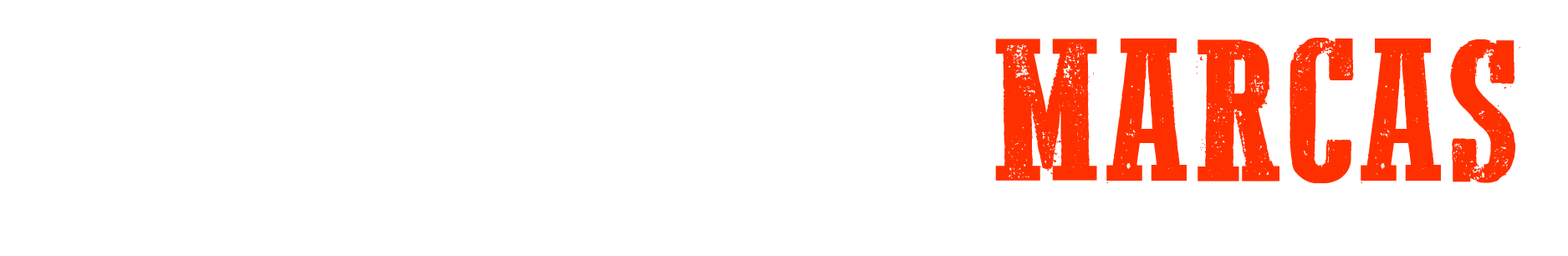 Texto naranja «MARCAS» sobre fondo blanco